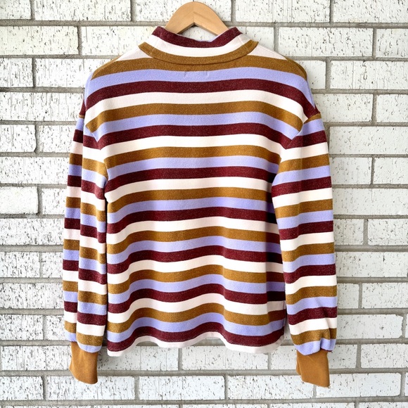 Mile(s) By Madewell Striped Mock Neck Sweater in Mustard and Lavender - Picture 4 of 5